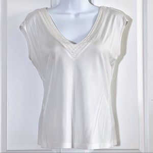 Express Limited Design Studio Ivory Beaded Top